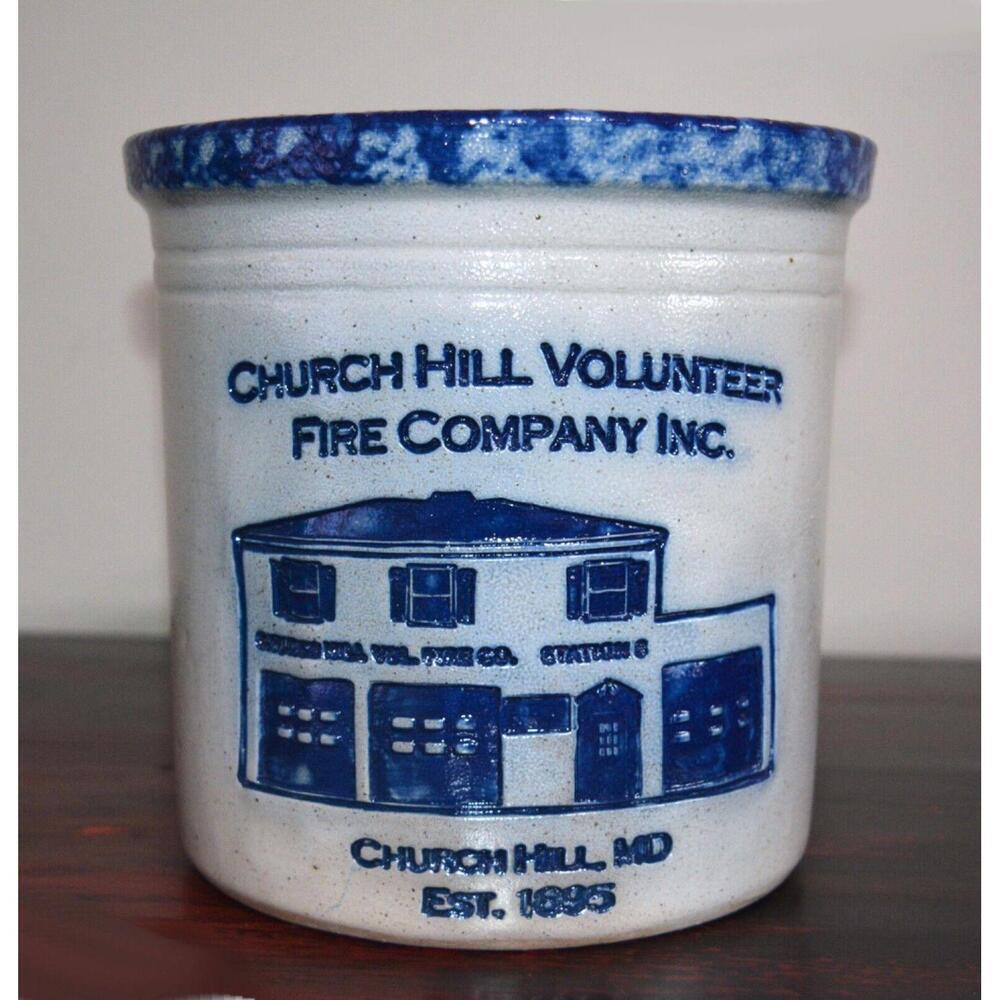 2008 Eldreth Pottery Church Hill MD Gray Blue Salt Glazed Signed 7" Crock Pot